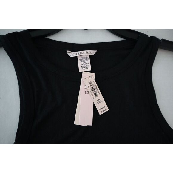 Victoria's Secret 528148-QB4 Women's Sz Medium Black Cropped Ribbed Tank Top - Picture 3 of 4